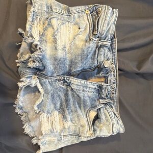 American Eagle Outfitters Blue Distressed Jean Shorts